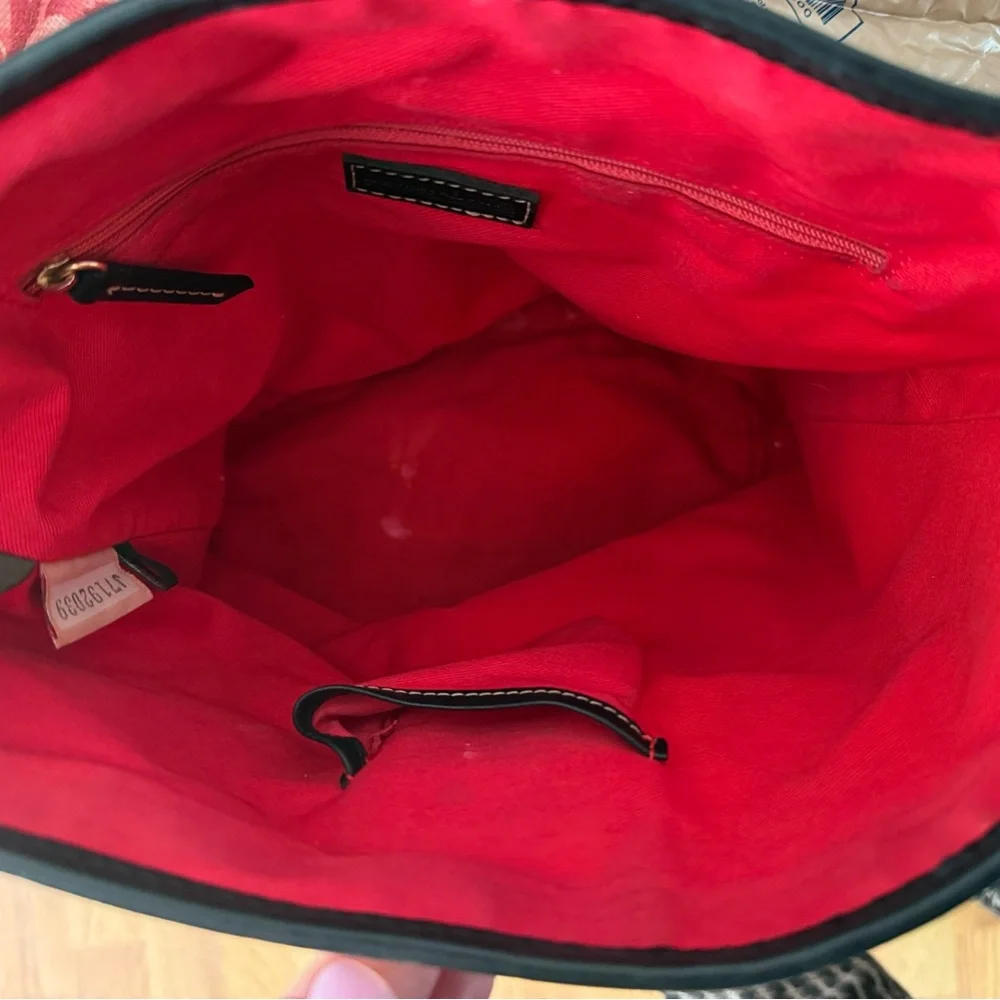 Dooney & Bourke Black & Cream Zebra-Print Tote with Red Lining - Picture 9 of 9